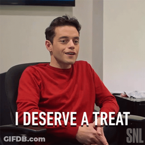 A Man In A Red Shirt Says I Deserve A Treat On Snl GIF
