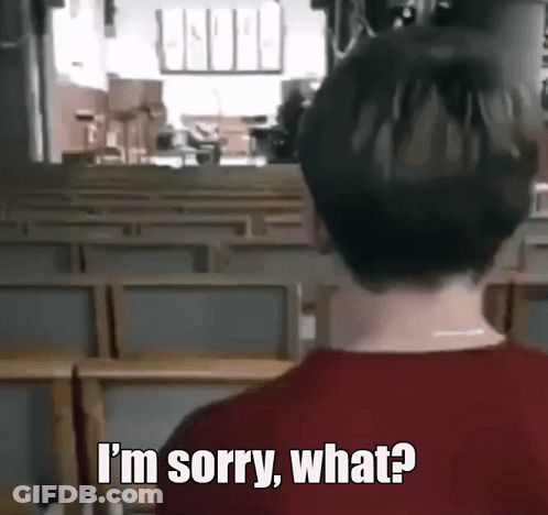 A Man In A Red Shirt Says I 'M Sorry What In A Church GIF