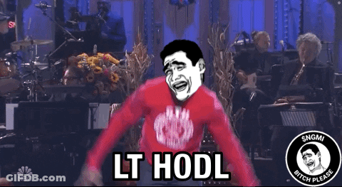 A Man In A Red Shirt Says Lt Hodl In Front Of A Band GIF
