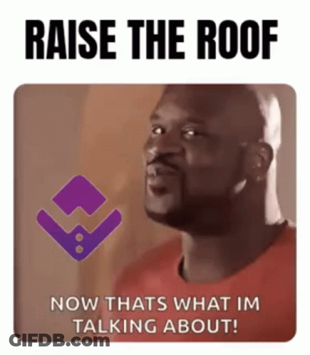A Man In A Red Shirt Says Raise The Roof Now That 'S What I 'M Talking About GIF