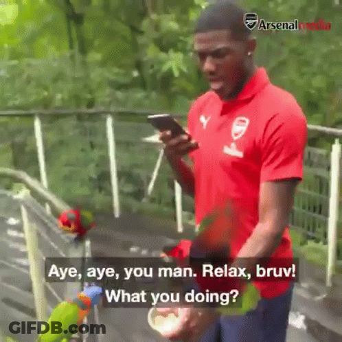 A Man In A Red Shirt With The Word Arsenal On The Front GIF