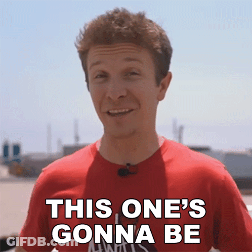 A Man In A Red Shirt With The Words This One 'S Gonna Be On His Chest GIF