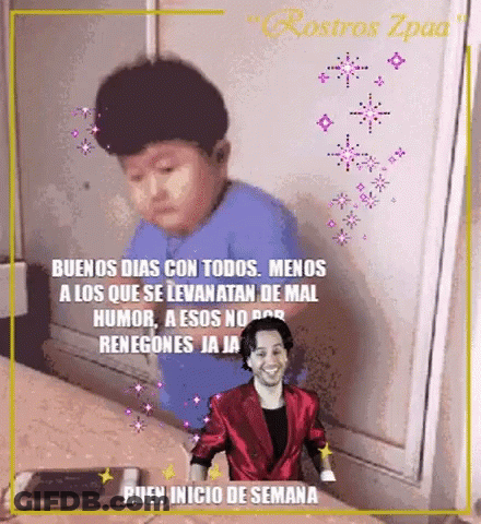 A Man In A Red Suit Is Standing Next To A Boy In A Blue Shirt GIF