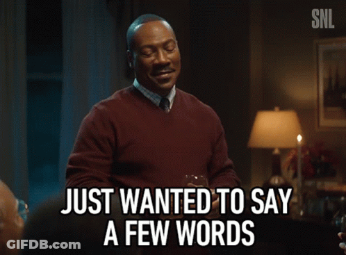 A Man In A Red Sweater Is Saying Just Wanted To Say A Few Words GIF