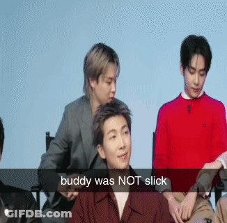 A Man In A Red Sweater Says Buddy Was Not Slick On A Screen GIF
