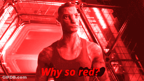 A Man In A Red Tank Top With The Words Why So Red Behind Him GIF
