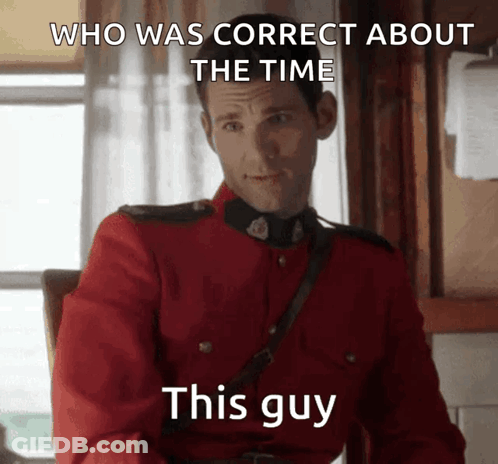 Man In Red Uniform Correct About The Time GIF