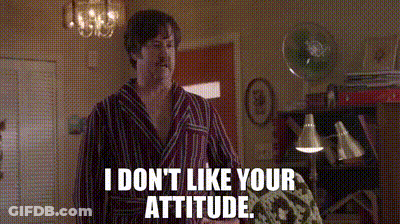 A Man In A Robe Is Standing In A Room And Says I Don T Like Your Attitude . GIF