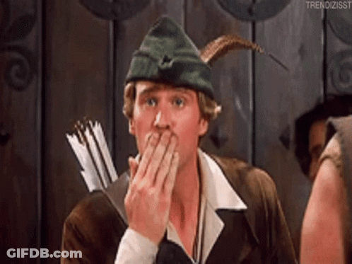 Robin Hood Covering Mouth Holding Arrow GIF