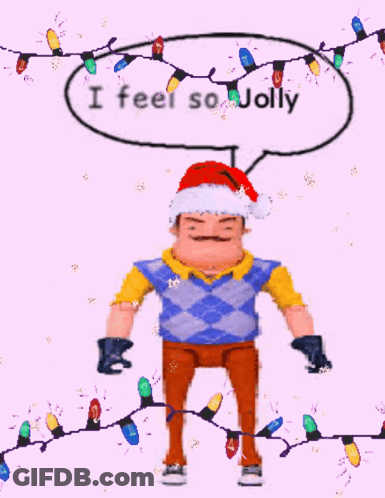 A Man In A Santa Hat Says I Feel So Jolly In A Speech Bubble GIF