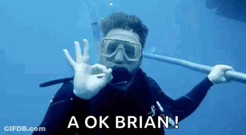 A Man In A Scuba Suit Is Giving An Ok Sign In The Water GIF