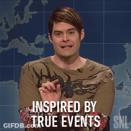 A Man In A Snl Sweater Says Inspired By True Events GIF