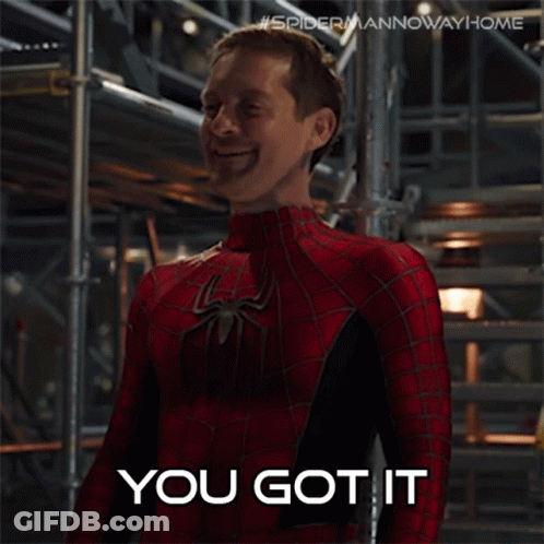 A Man In A Spider Man Costume Says You Got It GIF