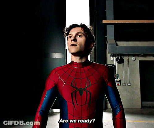 A Man In A Spiderman Costume Is Asking If He Is Ready GIF