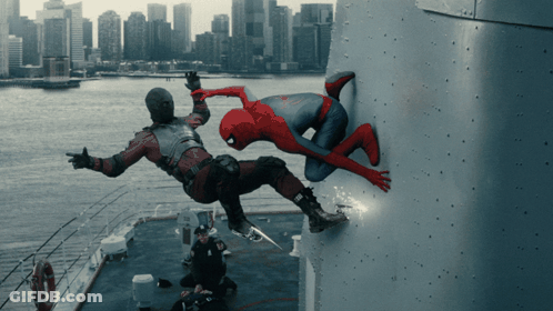 A Man In A Spiderman Costume Is Fighting Another Man In A Spiderman Costume GIF
