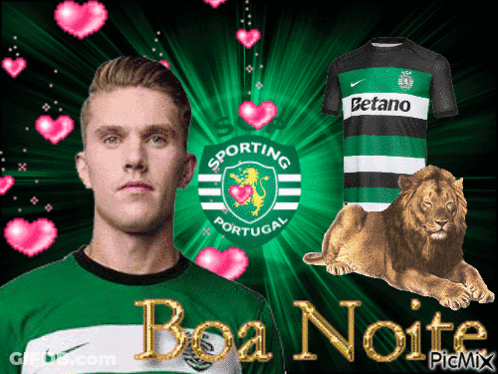 A Man In A Sporting Portugal Jersey Is Surrounded By Hearts GIF
