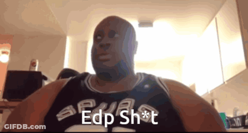 A Man In A Spurs Jersey Says " Edp Shot " GIF