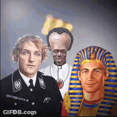 A Man In A Ss Uniform Stands Next To A Pharaoh And A Priest GIF