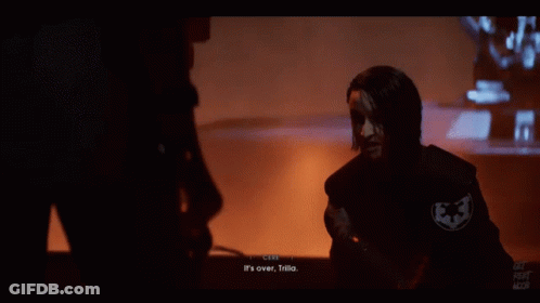 A Man In A Star Wars Costume Says It 'S Over Trilia GIF