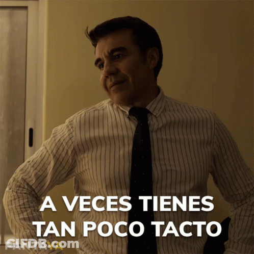 A Man In A Striped Shirt And Tie Says " A Veces Tienes Tan Poco Taco " GIF