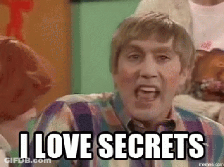 A Man In A Striped Shirt Is Screaming And Saying `` I Love Secrets '' . GIF