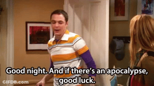 A Man In A Striped Shirt Is Standing Next To A Woman In A Hallway And Saying Good Night . GIF