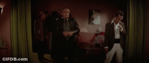 A Man In A Striped Shirt Says I 'Ll Fuck Anything That Moves . GIF