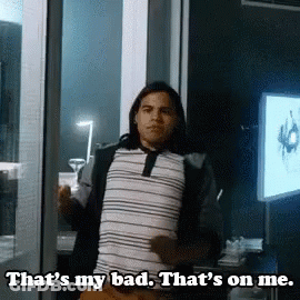 A Man In A Striped Shirt Says That 'S My Bad That 'S On Me .. GIF