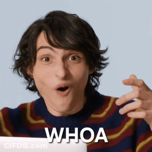 A Man In A Striped Sweater Says Whoa GIF