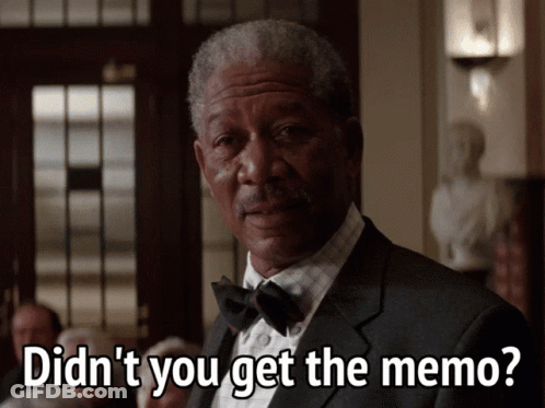 A Man In A Suit And Bow Tie Is Asking Didn 'T You Get The Memo GIF