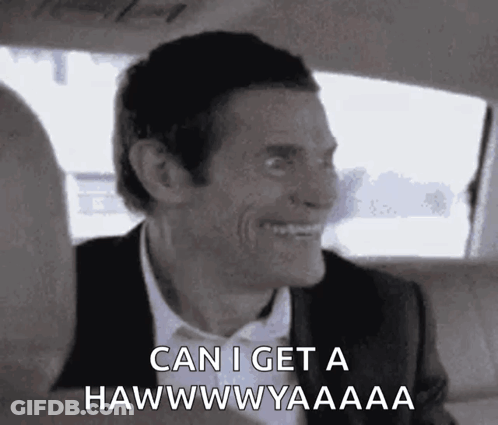A Man In A Suit And Bow Tie Is Smiling And Saying Can I Get A Hawwwwyaaaa GIF