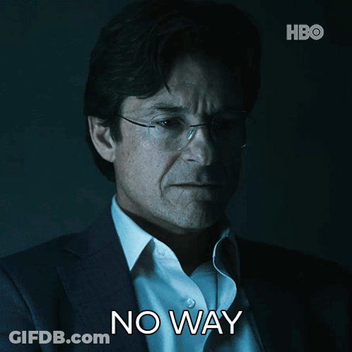 A Man In A Suit And Glasses Says No Way In A Dark Room GIF