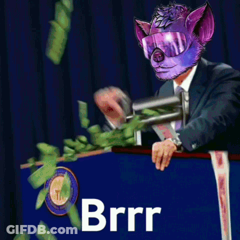 A Man In A Suit And Goggles Stands At A Podium With The Word Brrr On The Bottom GIF
