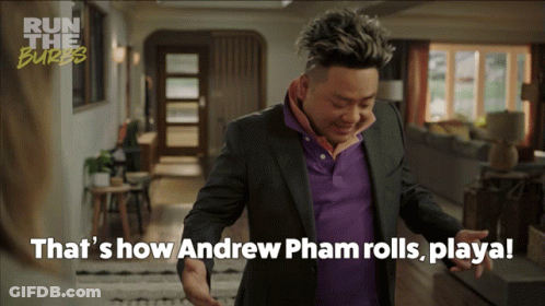 A Man In A Suit And Purple Shirt Says That 'S How Andrew Pham Rolls Playa GIF