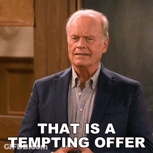 A Man In A Suit And Shirt Says That Is A Tempting Offer GIF