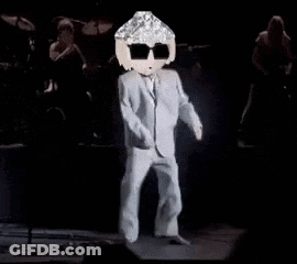 A Man In A Suit And Sunglasses Is Dancing On Stage . GIF