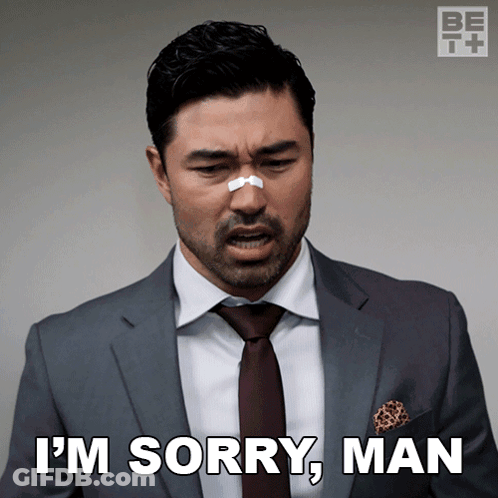 A Man In A Suit And Tie Has A Bandage On His Nose And Says I 'M Sorry Man GIF