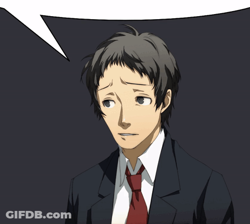 A Man In A Suit And Tie Has A Speech Bubble Above Him GIF
