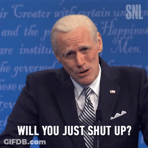 A Man In A Suit And Tie Is Asking If He Should Just Shut Up GIF
