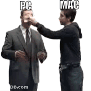 A Man In A Suit And Tie Is Being Slapped By Another Man In A Black Shirt . GIF