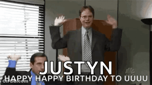 A Man In A Suit And Tie Is Celebrating His Birthday GIF