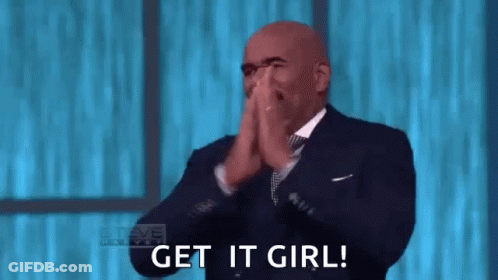 A Man In A Suit And Tie Is Clapping His Hands And Saying `` Get It Girl ! '' GIF