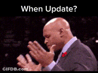 A Man In A Suit And Tie Is Clapping His Hands With The Words " When Update " Above Him . GIF