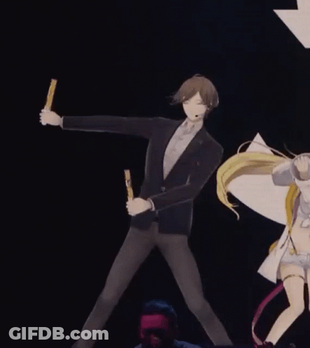 A Man In A Suit And Tie Is Dancing With A Girl In A White Dress . GIF