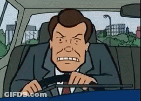 A Man In A Suit And Tie Is Driving A Car GIF