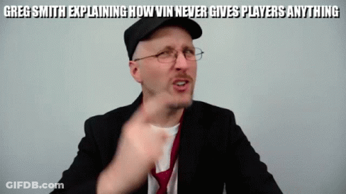 A Man In A Suit And Tie Is Explaining How Vin Never Gives Players Anything .. GIF