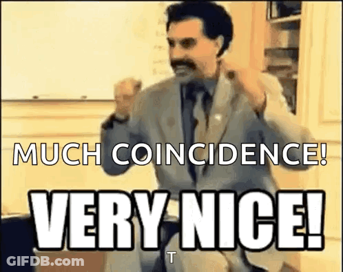 A Man In A Suit And Tie Is Giving A Speech And Says Much Coincidence ! Very Nice ! GIF