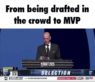A Man In A Suit And Tie Is Giving A Speech At A Podium That Says Draft 2025 Selection GIF