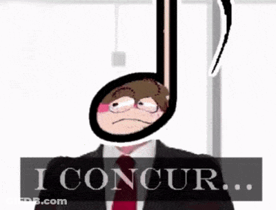 A Man In A Suit And Tie Is Hanging From A Noose With The Word I Concur Written Below Him . GIF