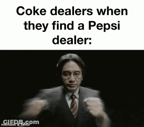 A Man In A Suit And Tie Is Holding A Bottle Of Pepsi GIF